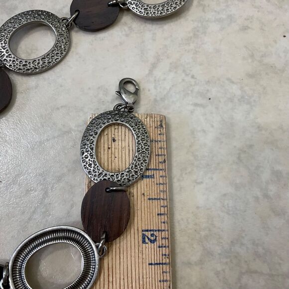 Silver Metal wood ? Belt Hippie Mod Chain tassel Hip Statement Chunky Boho OS - Picture 5 of 7